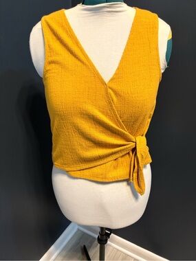 Madewell Mustard Wrap Tie Tank Top